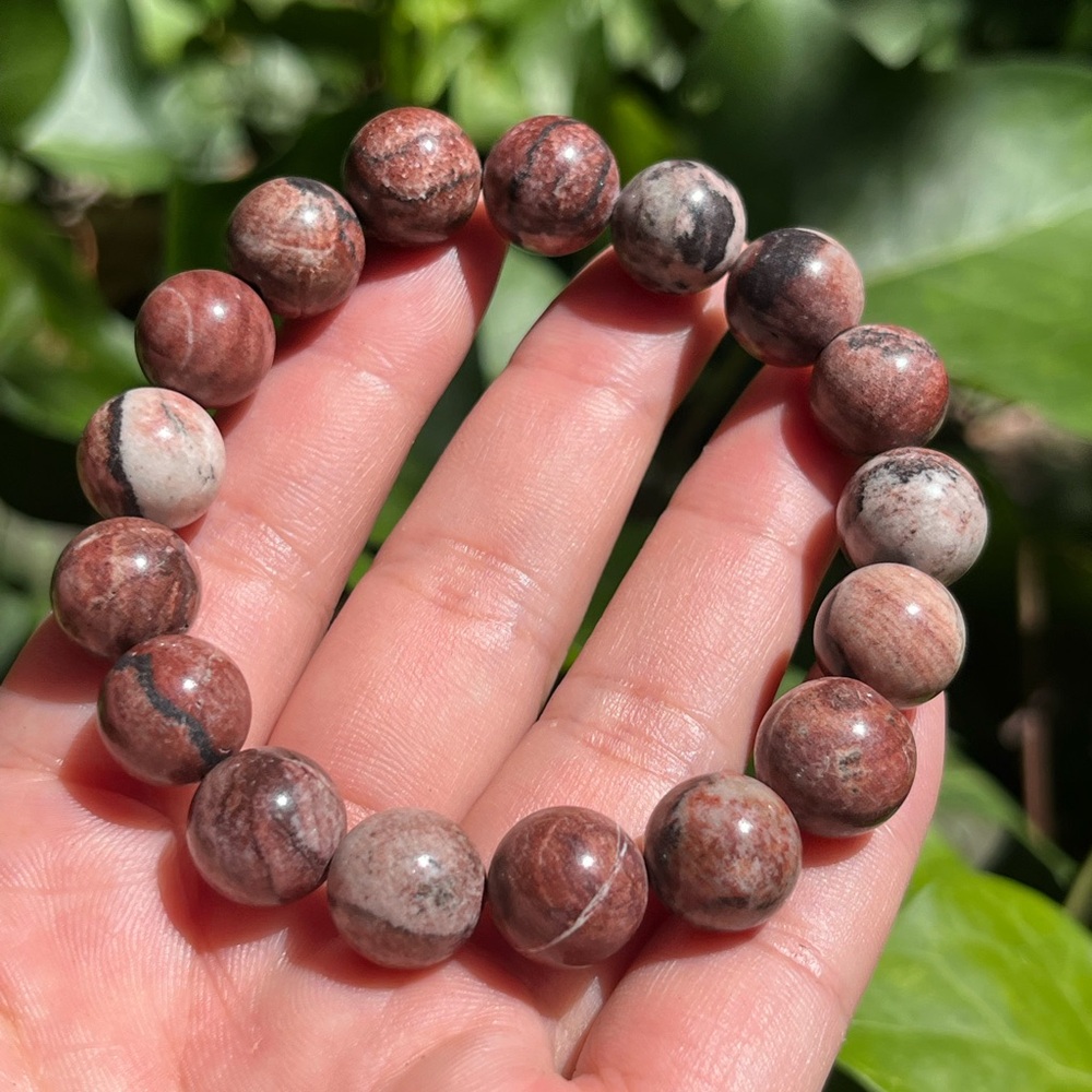 12mm stretchable red‎ jasper bracelet